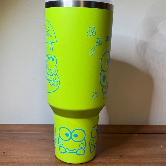 Stanley Lime Green Keroppi Travel Mug with Handle and Charms - Picture 4 of 8